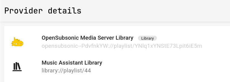 Provider Details in Music Assistant
